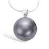 [H0462] - Серебряный кулон «Перла» серый (плоский) серебро (родиевое покрытие) - 13 мм