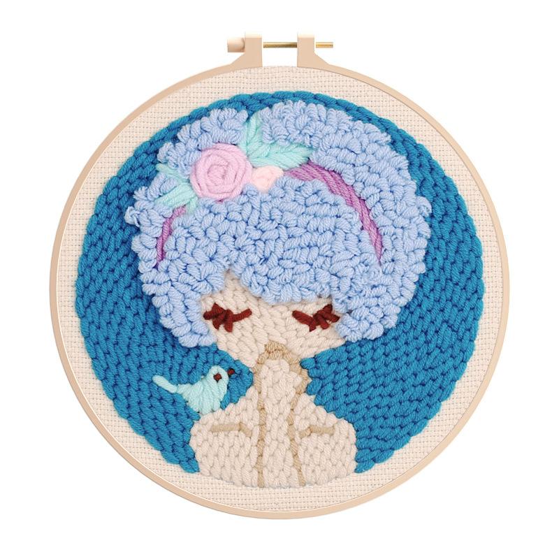 Changxu Easy Punch Needle Embroidery Kit Handmade Sewing Kits Craft Gift for Beginners DIY Cross Style Technique for Girls