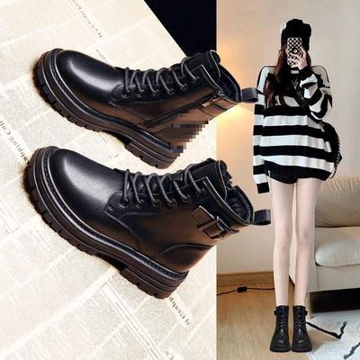 Ботинки Мартина женские 2025 новые осенне-зимние бархатные в британском стиле на платформе универсальные на боковой молнии хлопковые ботинки короткие ботинки женские