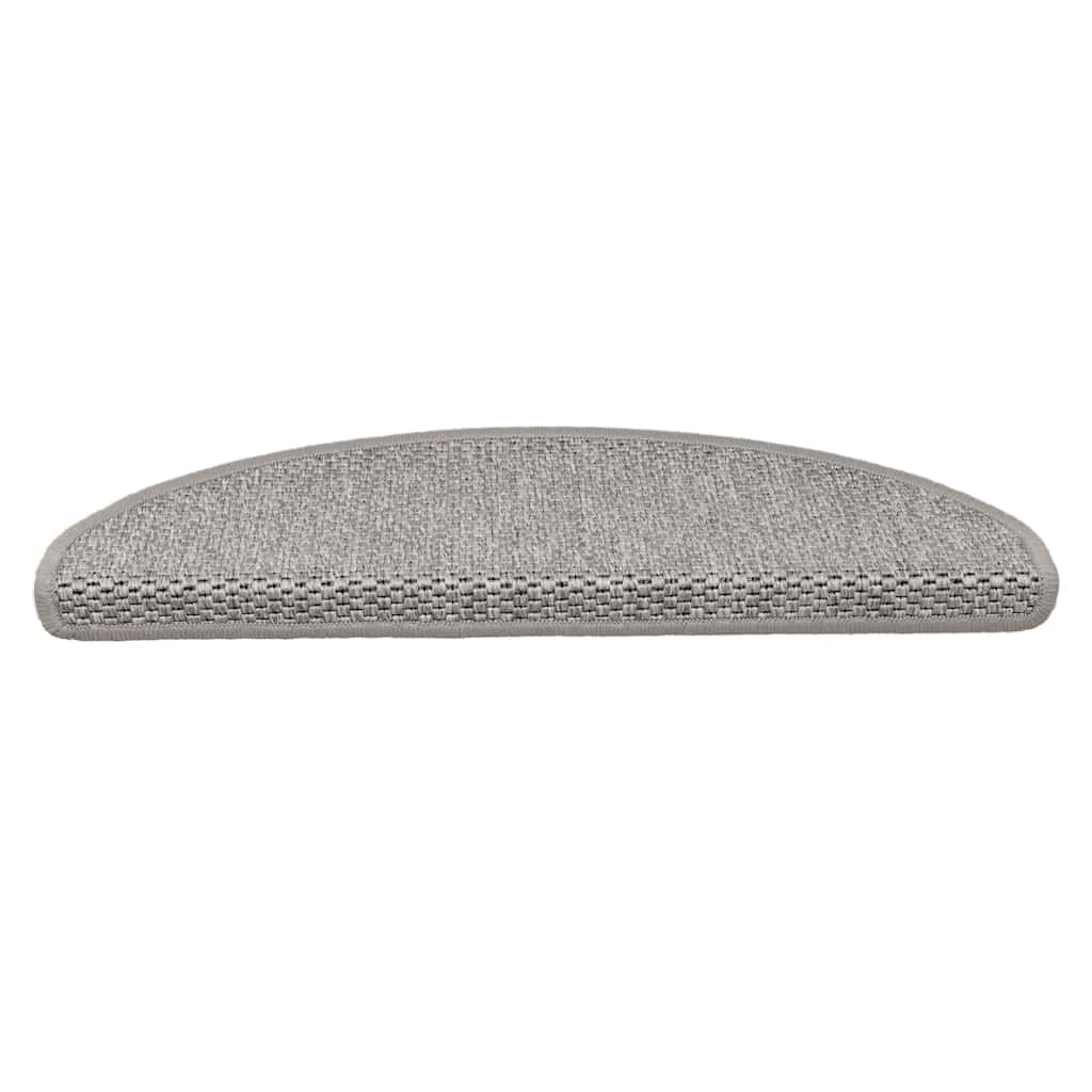 Self Adhesive Stair Mats Sisal Look 15 pcs 65 x 21 x 4 cm Silver