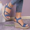 Shoes for Woman's 2024 New High Quality Buckle Strap Sandals Fashion Round Head Daily Women Solid Wedges Roman Designer Sandals