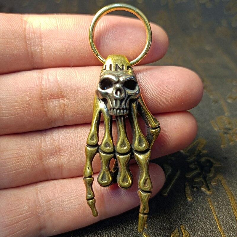 Мини-креативный латунный череп, ручная статуя, DIY брелок, ожерелье, сумка, подвеска, винтажное украшение из чистой меди, орнамент, забавная игрушка в подарок