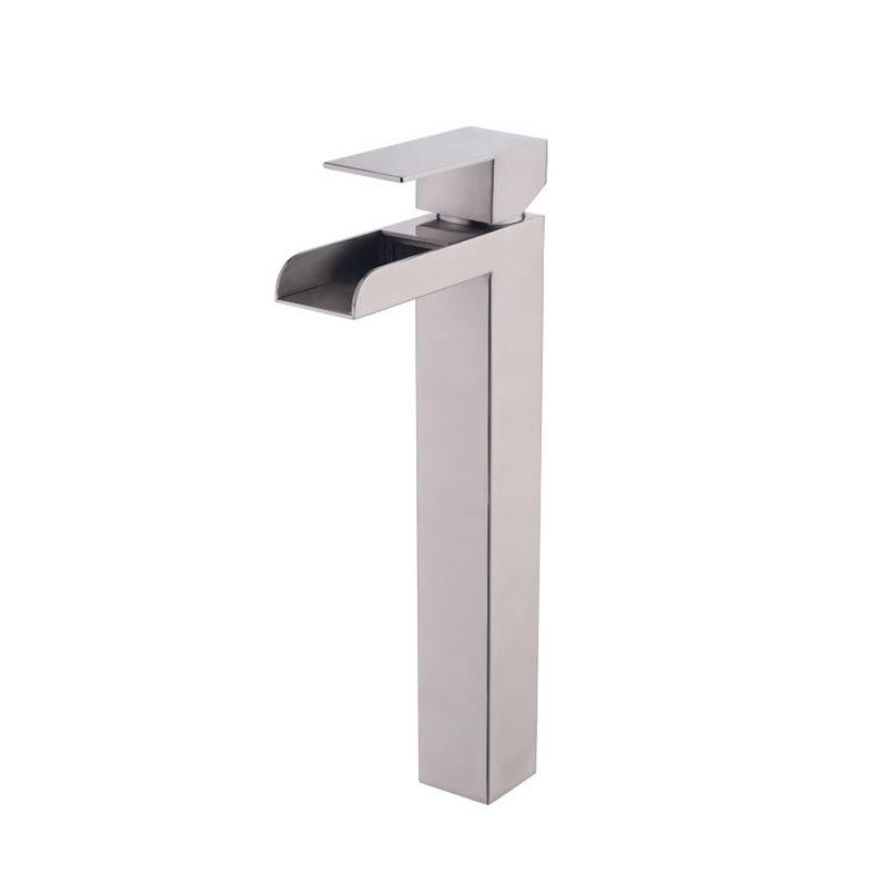 Black/Nickel  Bathroom Waterfall Basin Faucet 304 Stainless Steel Deck Mount Single Handle Hot Cold Mixer Tap Single Handle