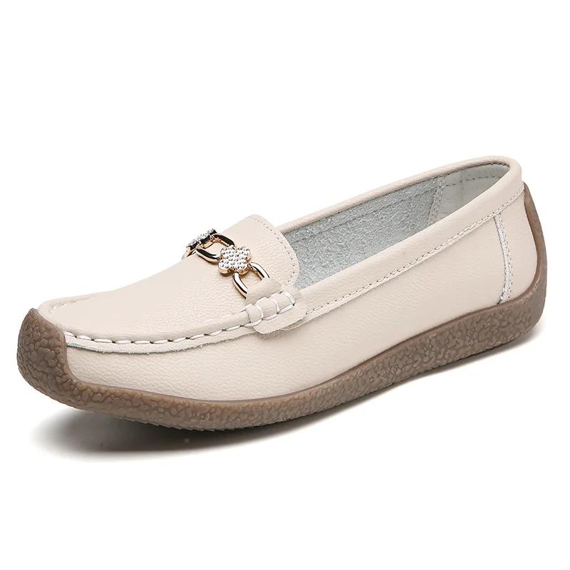 Женские туфли на плоской подошве с круглым носком, удобные женские лоферы без застежек, весна 2025, новые легкие нескользящие офисные туфли Zapatos Mujer