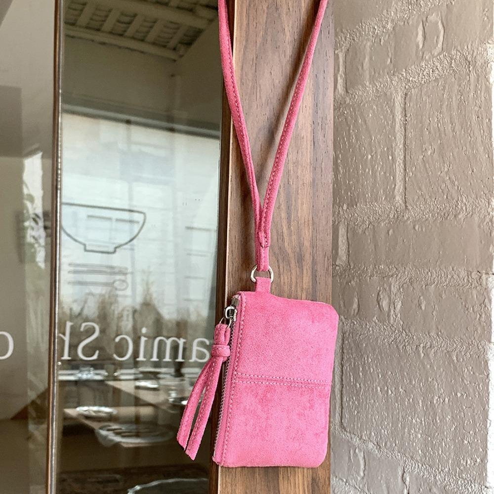 Кошелек для монет из замши с леопардовым принтом Портативная сумка для помады и ключей Женская сумка через плечо Мини-сумка для хранения Маленький кошелек Дорожная сумка на шею