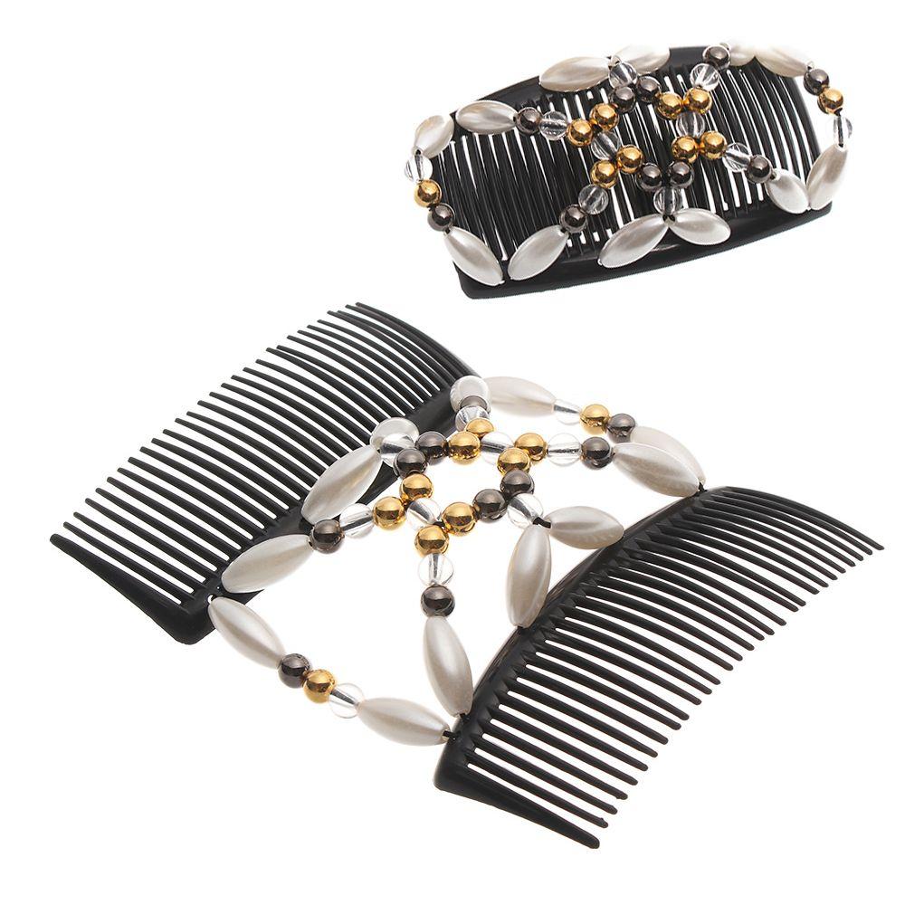Styling Tool Handmade Bun Maker Beaded Hair Clip Magic Hair Comb Double Comb Elastic Hairpin