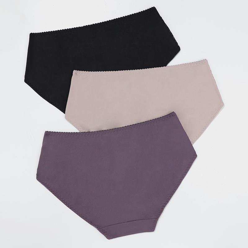 3Pcs Women Plus Size Panties Solid Color Floral Lace Patchwork Briefs 0Xl-5Xl