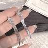Серьги-звезды с бахромой, дизайн серебряной иглы, женские, для тонкого и длинного лица, универсальные, супер блестящие украшения для ушей