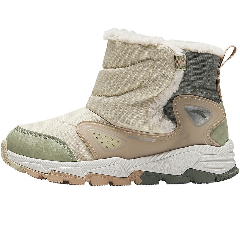 Anta Kids Trendy Fashion Thickened Warm Durable Non-Slip Boots Kids Boots Granular-Rice-Yellow Plain-Green Washed-Green A22449942-1