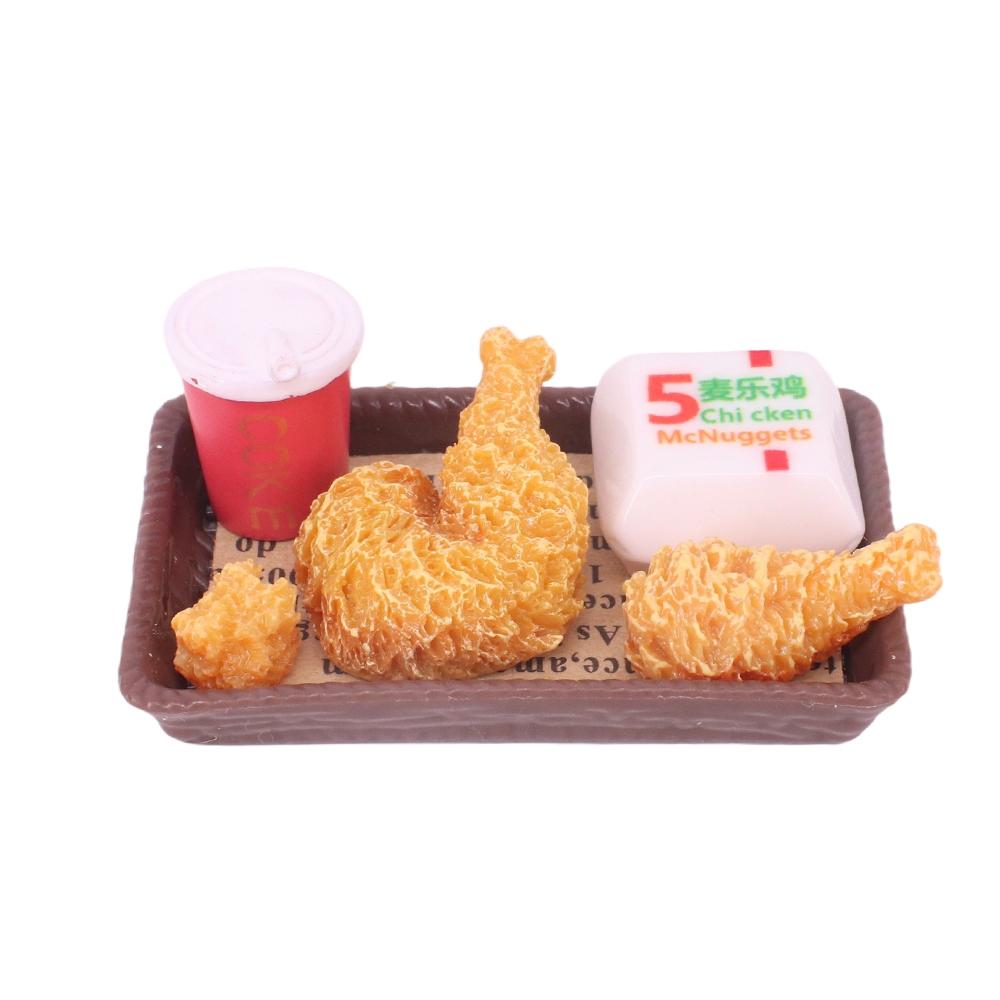 Миниатюрные аксессуары для куклы Лабубу 17 см, мини-мультяшная модель, набор жареной курицы, набор хлеба, торта, десертов, подарок для кукольного домика, игрушка для девочки