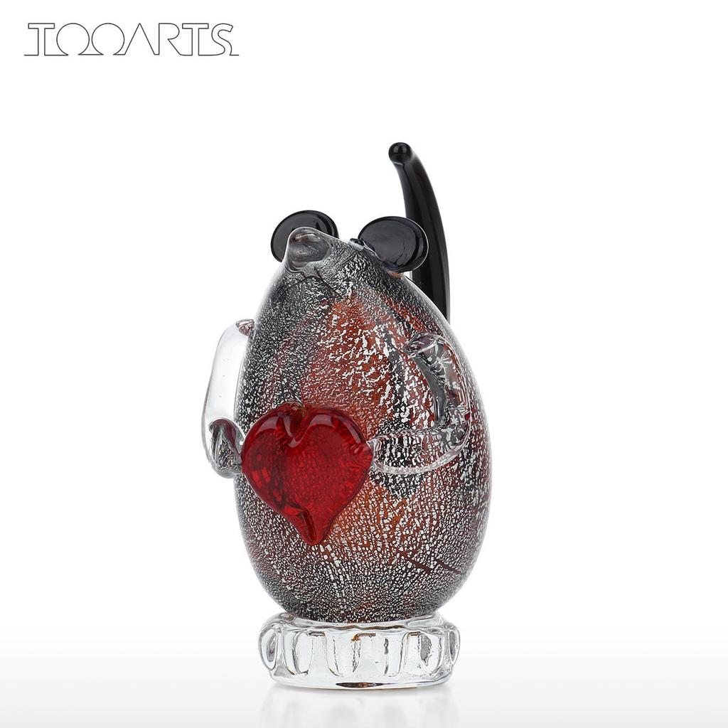 Tooarts Стеклянная скульптура мыши, стеклянный орнамент ручной работы, скульптура животного, домашний декор, подарок, ремесло