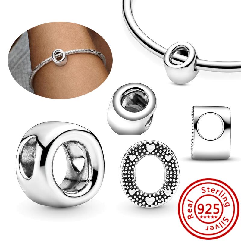 925 Чистая медь Символ бесконечности Полый Круг A-Z 26 Букв Алфавита Сияющие Циркониевые Бусины Подходят для Оригинального Браслета с Шармами Pantaro