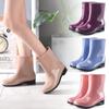 Mid-calf Rain Boots Women Platform Rubber Shoe Fashion Outdoor Slip On Rain Shoes Boots for Women Waterproof Work Botines Mujer