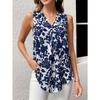 YYFS Women's Fashion Casual Summer Spring Flower Pattern Print Sleeveless V-Neck Blouses & Shirts