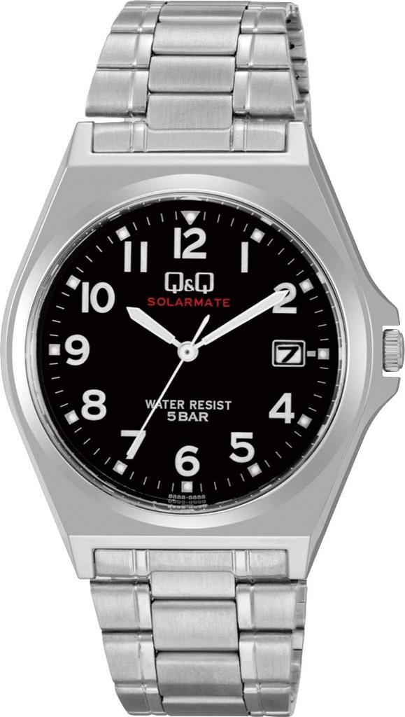 And Analog Solar Waterproof Date Metal Band Black Dial Silver [Cue Cue] H060-205 Men's