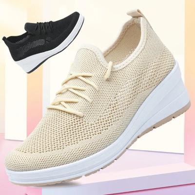 Женская обувь на танкетке, сетчатые дышащие кроссовки на плоской подошве, модная женская обувь с толстой подошвой, удобная повседневная обувь для активного отдыха