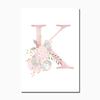 Baby Girl Pink Flowers Canvas Poster Nursery Wall Art Print Modern Letters Painting Wall Pictures Nordic Kid Bedroom Decoration