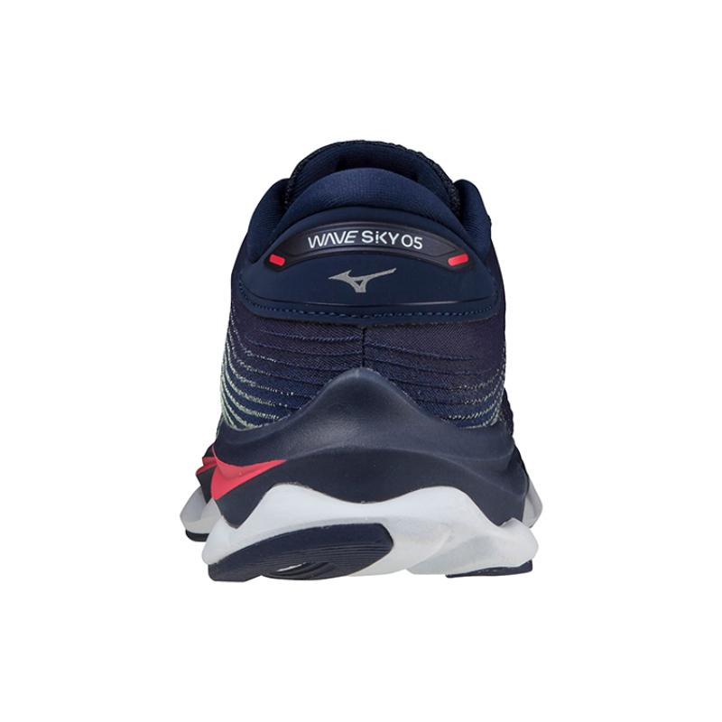 Mizuno Амортизация Wave Sky 5 Противоскользящие и износостойкие кроссовки с низким верхом для бега Женские синие кроссовки J1GD210207