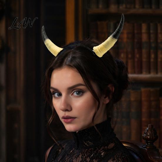 Snap-on Horn Accessories Halloween Ram Headband, Detachable Devil Headpiece for DIY Headband Kit Carnival Party, Festival Cosplay Hair Accessory,