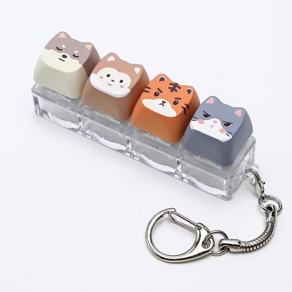 Mini Size Animals Printed Keycap Keychain Creative Stress Relief Bag Pendant Friends Gift