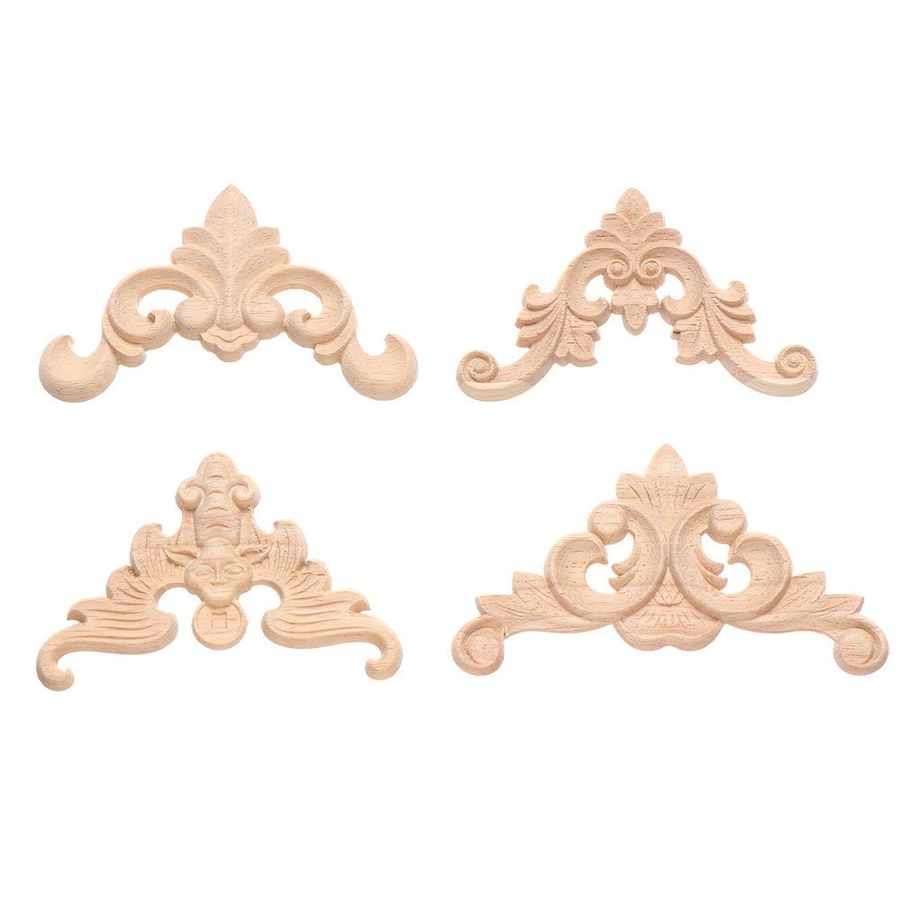 Decoration Unique Wood Carved Woodcarving Decorative Corner Appliques Frame Wooden Figurines Crafts