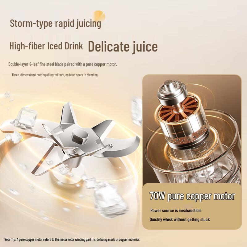 Bear Portable Wireless 1.2L Juicer Blender CN plug (adapter included)