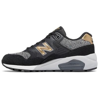 Nb 580 Минималистичные Повседневные Кожаные Кроссовки с Низким Верхом для Марафона Женские кроссовки Черно-Золотые WRT580CD