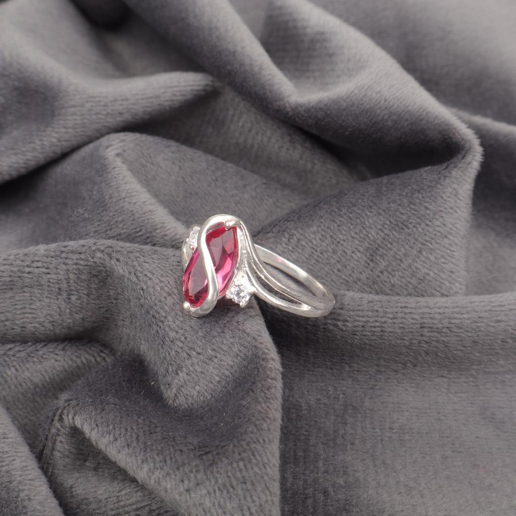 Natural Pink Tourmaline Gemstone 925 Sterling Silver Jewelry Zircon Ring For Her CZR-8-8