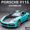 1:24 масштаба 911 Turbos, металлический спортивный автомобиль, модель из сплава, литой автомобиль и игрушечный автомобиль, имитация звука и света, коллекция, детский подарок