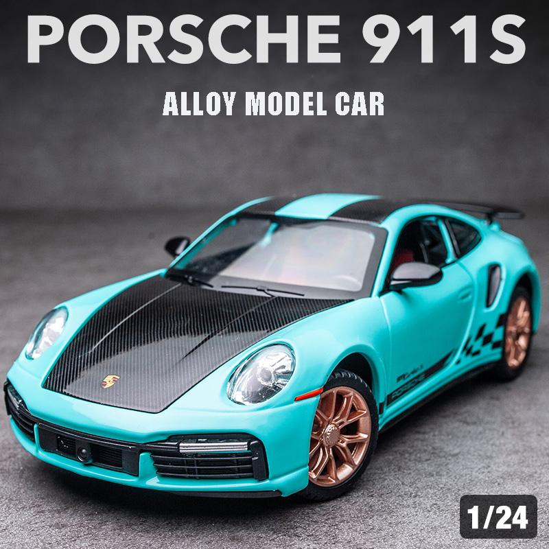 1:24 масштаба 911 Turbos, металлический спортивный автомобиль, модель из сплава, литой автомобиль и игрушечный автомобиль, имитация звука и света, коллекция, детский подарок