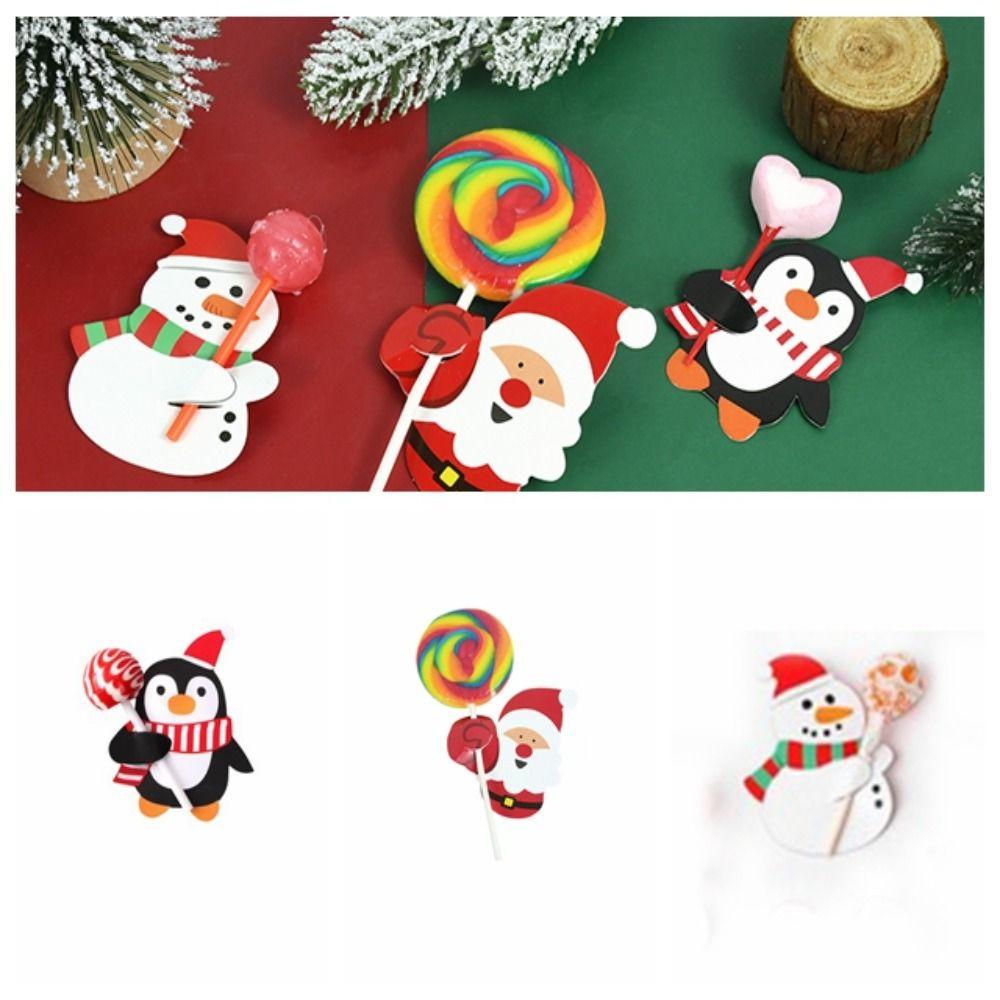 50pcs Cartoon Christmas Lollipop Paper Paper Kids Candy Gift Package Kid
