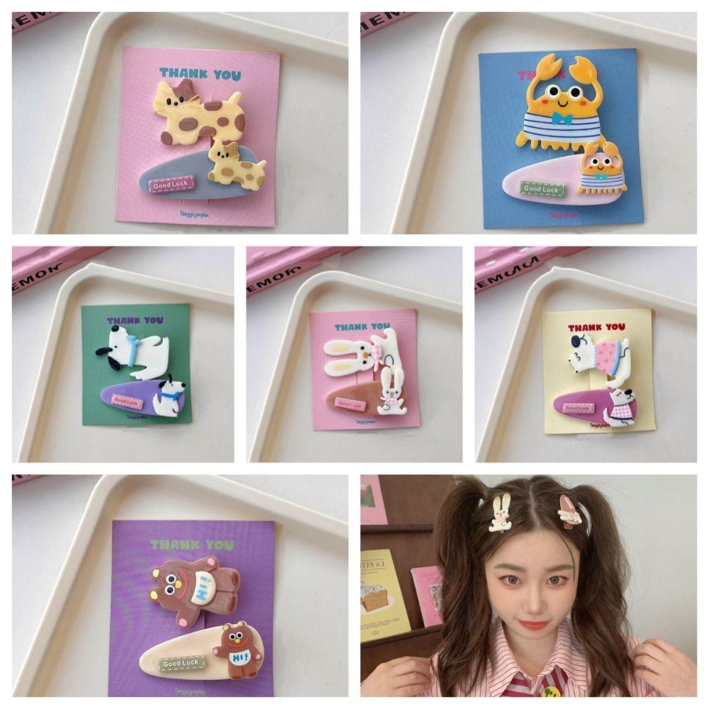 Kawaii Bear BB Clip Candy Color Cute Barrettes Set Funny Cartoon Mini Hair Clip Kids