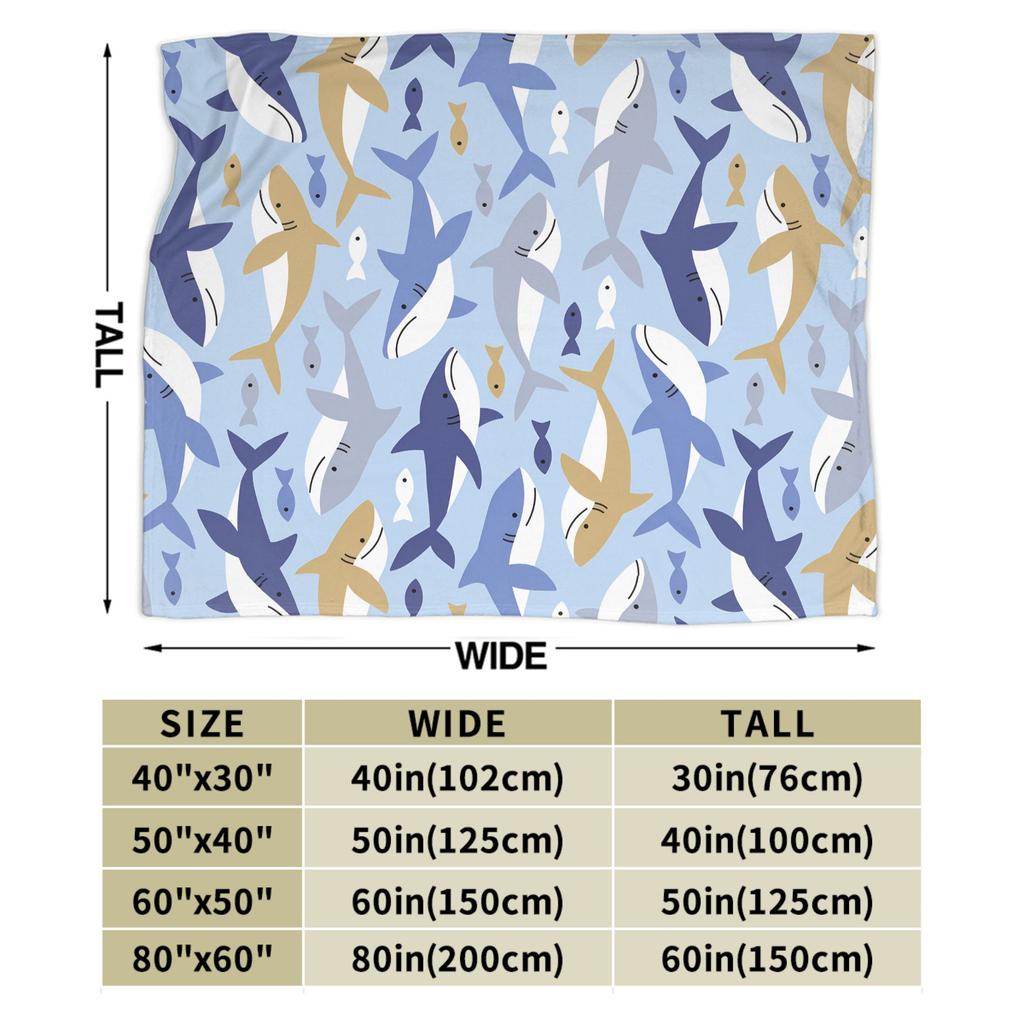 cute sharks Blanket Quality Warm Soft Throw Blanket Winter Camping Couch Chair Sofa Bed Novelty Bedspread