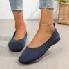 Large Size Autumn New Fly-woven Casual Women's Single Shoes Low-heeled Fabric Single Shoes Rubber Square Heel