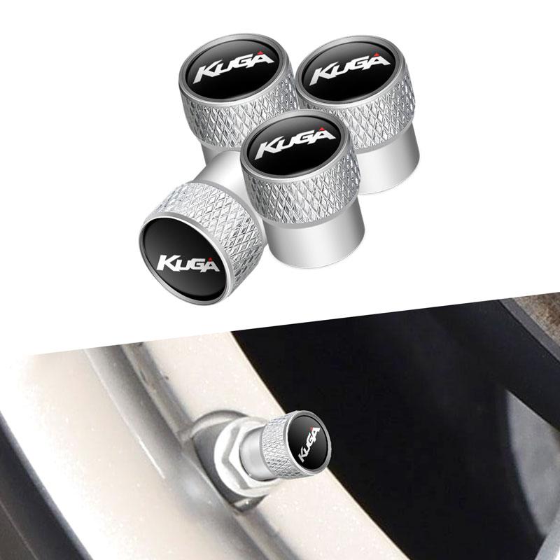 4Pcs/Set Car Kuga Letter Emblem Wheel Tires Valve Caps Metal Tyre Dust Proof Covers Decoration Accessories
