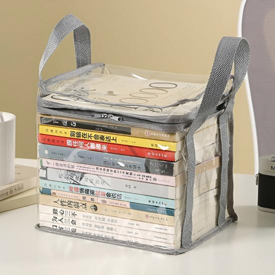 Multifunctional Storage Box Foldable Book Box with Handle Zipper Closure Waterproof Toy Box Transparent Storage Case