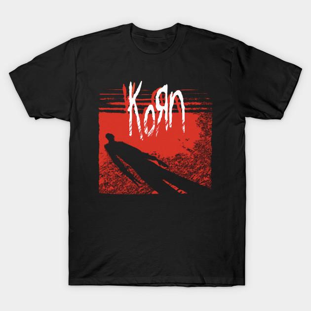 Азиатский размер Мужская черная футболка с принтом Korn Печать методом термопереноса без вырезания Хлопковая футболка