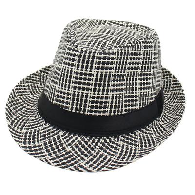 Клетчатая Ретро Соломенная Шляпа Ностальгическая Крутая Шляпа Короткополая Солнечная Шляпа Для Среднего И Пожилого Возраста Джазовая Шляпа Мужская И Женская Льняная Цилиндр Оптом