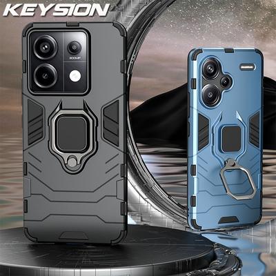 KEYSION Противоударный защитный чехол для Redmi Note 13 Pro 4G 13 Pro + 5G силиконовый + кольцо из поликарбоната с металлической подставкой для телефона Xiaomi POCO M6 Pro