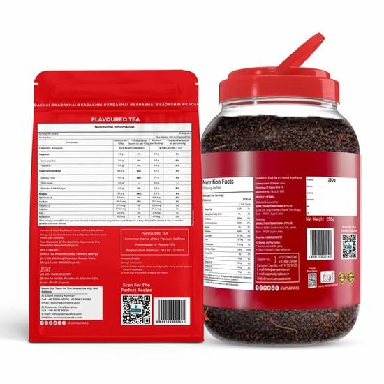 Samaara Saffron Rose Tea 250gm | Kesar Gulab Flavoured CTC Assam Black Leaf Tea | Chai Patti Powder