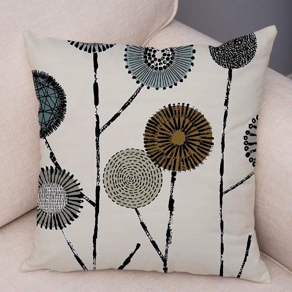 Абстрактное искусство, декоративная наволочка с геометрическим растением, деревом, цветком, диван, домашняя автомобильная наволочка