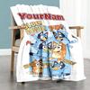 Bluey 126 Customize Your Name Blanket Gift Personalized Blanket Comfortable Throw For Living Room Home Decor Picnics Bedding Four Seasons Universal