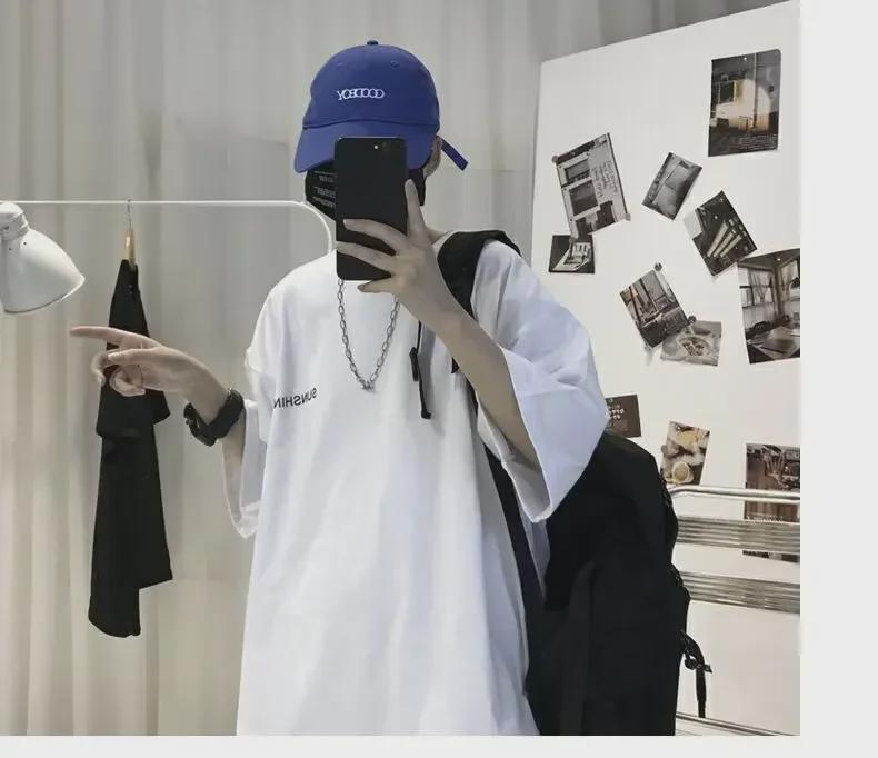 Trendy Oversized American-Style Men's Printed T-Shirt - Short-Sleeve Summer Top