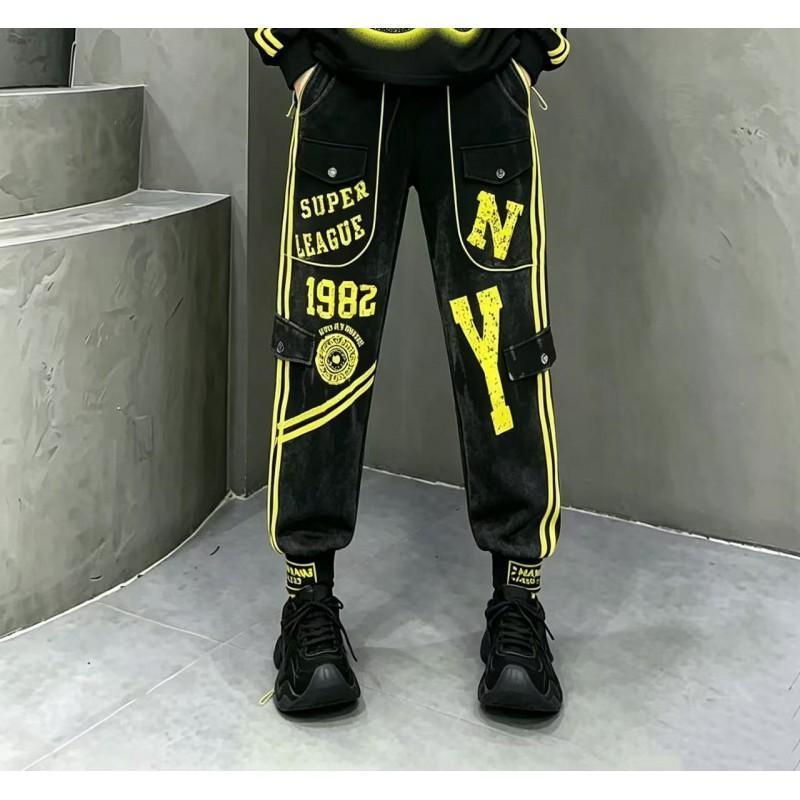 Womens 2026 Streetwear Tracksuit Set Loose Fit A Letter Print Rhinestone Detail Drawstring Jogger Pants Two-Piece