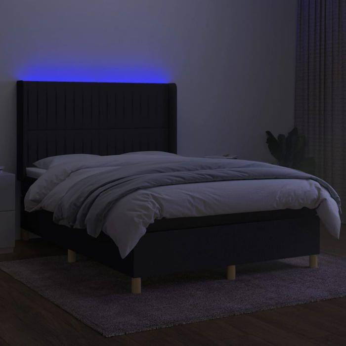 Maison Exclusive - Sommier à lattes de lit matelas et LED Noir 140x190 cm Tissu