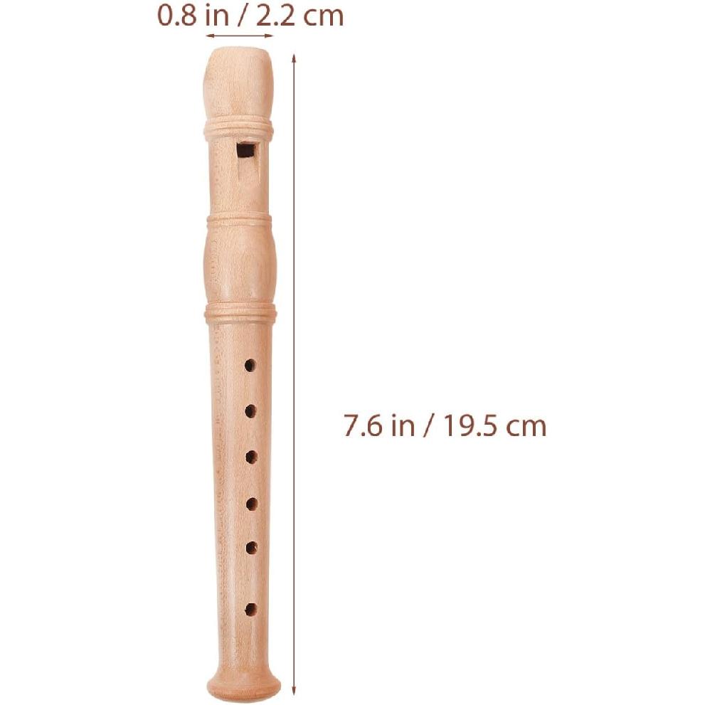 SUPVOX Children'S 6-Hole Wooden Flute, Beginner Wind Instrument for Kids, Easy to Play, Natural Wood Color, 7.67 Inches
