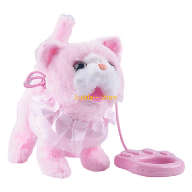 Y4QA Children Electronic Pet Cats Toy with Remote Walking Voice Recording Comfort Doll