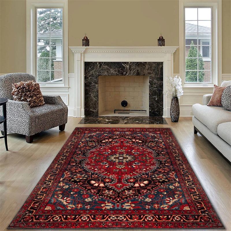 Красный синий ковер коврик для машинной стирки коврик для гостиной в винтажном стиле классический восточный традиционный персидский марокканский бохо ковры