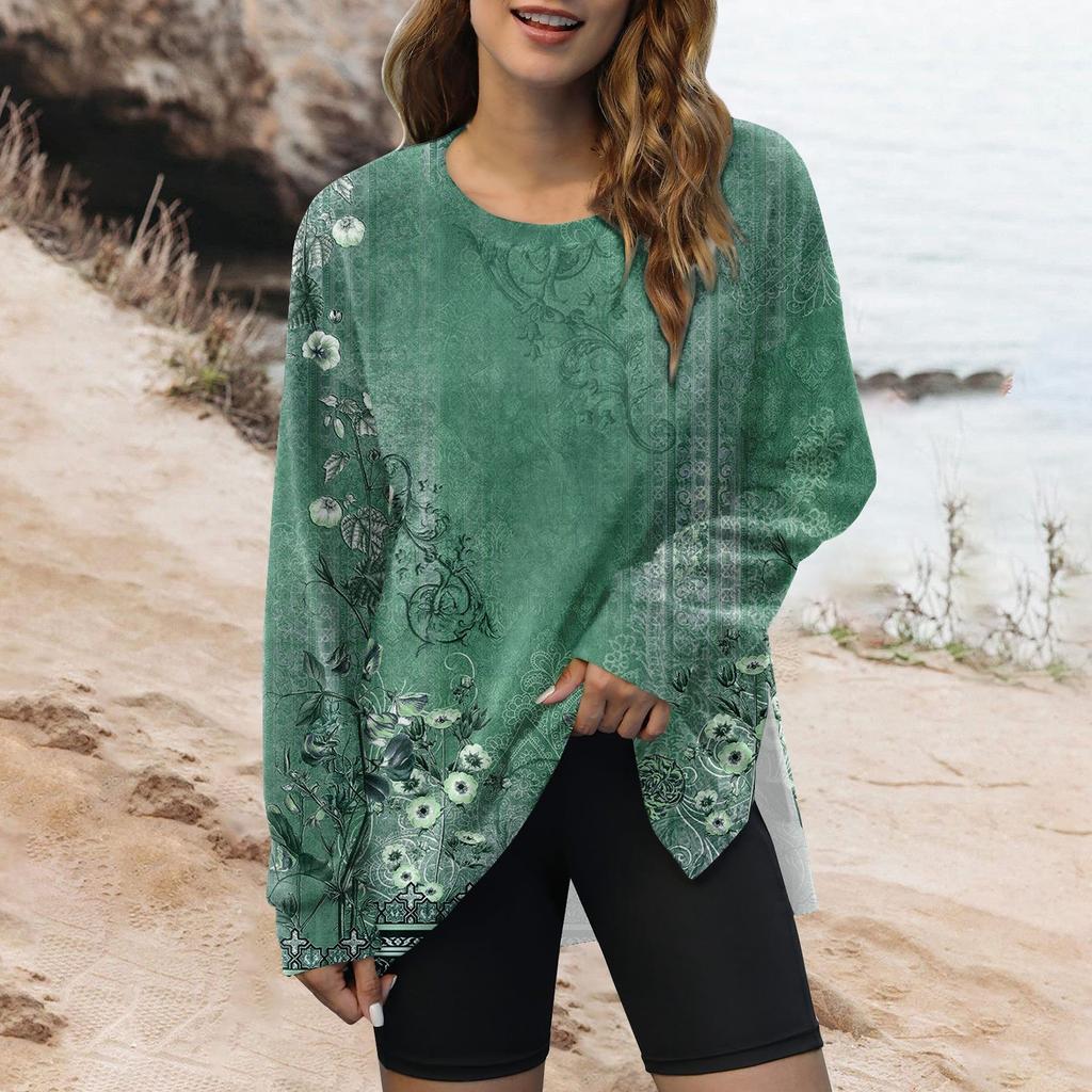 Женский модный пуловер с круглым вырезом и длинным рукавом с принтом, верхняя толстовка