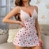 Women's Print Low Cut Comfy Cami Dress Lingerie Set